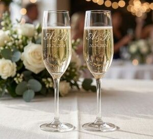 The "First Toast" Personalized Champagne Flutes (Set of 2)